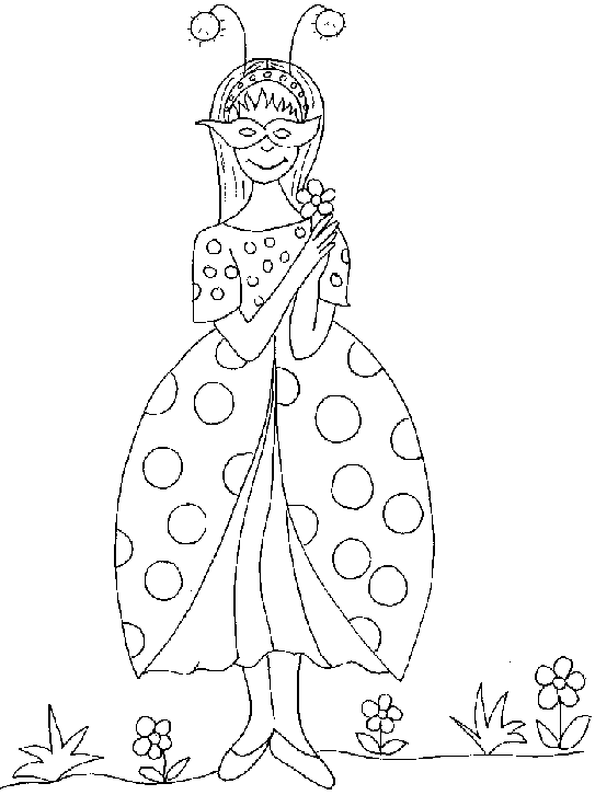 coloriage fillette deguise en cocinnelle